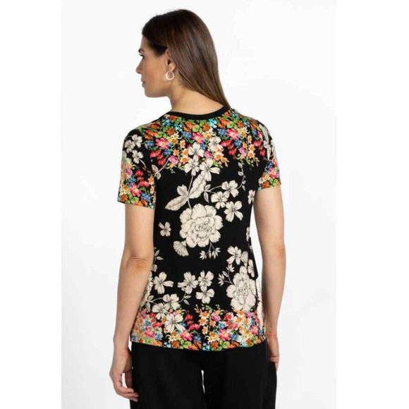 Johnny Was Redland Favorite Short Sleeve V Neck Swing Tee Special Shirt Black NW - Picture 4 of 15